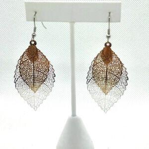 BOHO LEAF EARRINGS DROP EARRINGS NEW DOUBLE LEAF GOLD SILVER FAST SHIP!
